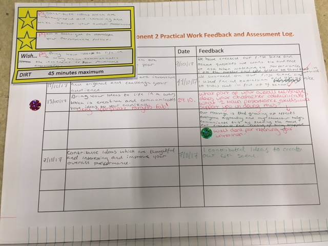 StockgrnCapa's tweet photo. Our year 10 GCSE Drama students making sure they are setting regular targets to inform their focus for their practical component 2 devised performances. #CAPAeducation https://t.co/RRhXWhDtl1