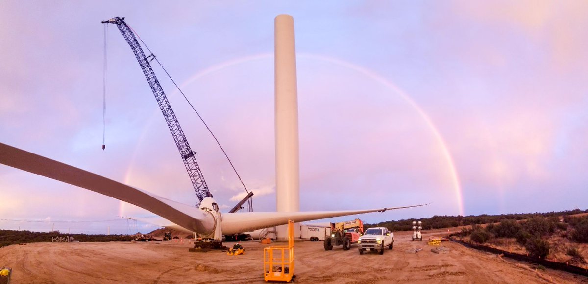 TuleWind's tweet photo. It's all sunshine and rainbows here with turbine construction more than halfway completed at the Tule Wind Project. 🌈🌞🏗️ https://t.co/DKRrH6kYRa