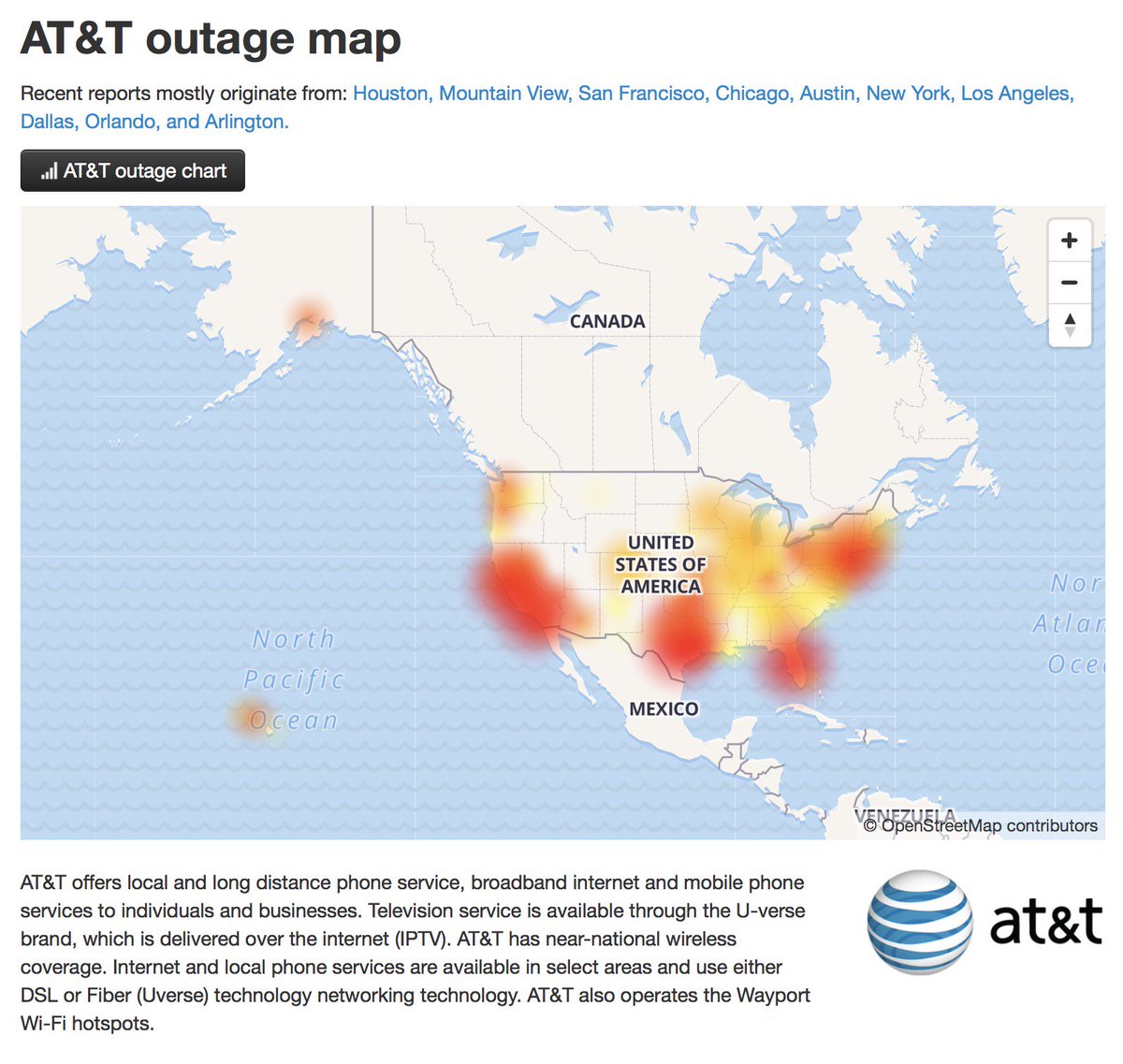 Att Internet Outage Map Today