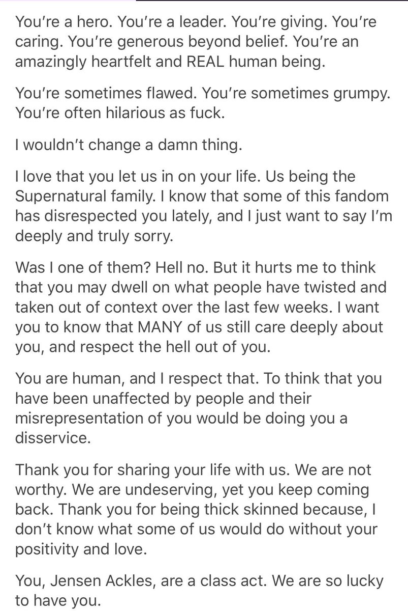 Wayward_AF_56's tweet photo. Just hoping MAYBE amidst the negativity, @JensenAckles will see this.  We love you more than words can express. https://t.co/6BTMD059uK