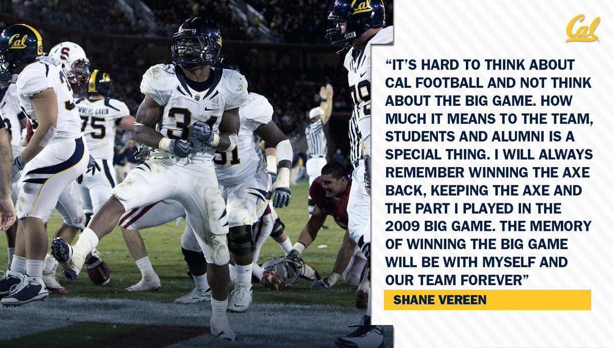 CalFootball's tweet photo. In 2009, @ShaneVereen34 put the Bears on his back with 42 carries, 193 yards, 3 touchdowns and the AXE!
#BigGameThrowbacks https://t.co/rfwM5qEFIG