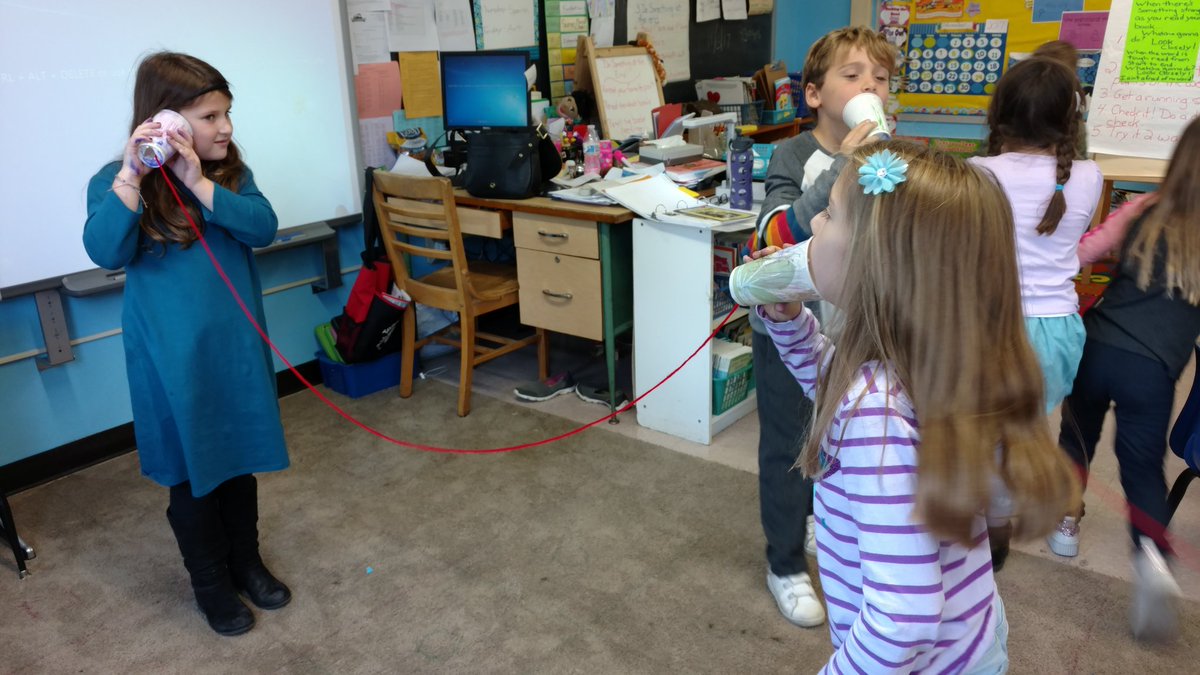 Firsties Science PBLs...we made string phones to communicate. @NutSwampTigers <a href="/MTPSpride/">Middletown Township Public Schools</a> #teamtiger