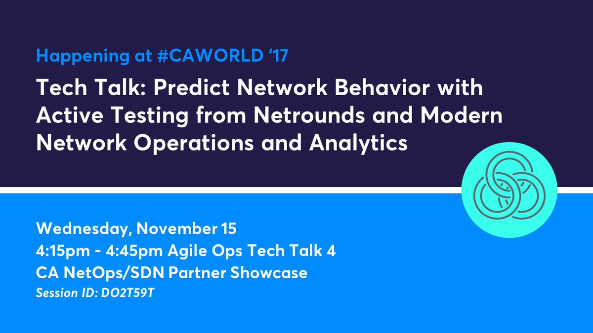 JeremyRossbach's tweet image. Join @kaelaloffler & @jeremyrossbach for #CAWORLD DO2T59T: Predictive Network Behavior for #NetOps 4:15pm Agile Ops Tech Talk 4 #networkmonitoringsoftware