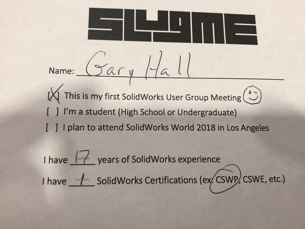 Can’t take <a href="/hallga/">Gary Hall</a> anywhere...
#swugn #slugme #solidworks