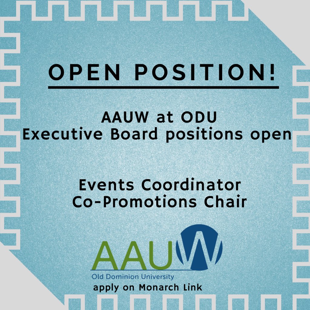 AAUW_ODU's tweet photo. AAUW at ODU is looking for strong leaders who want to make a difference in the fight for equality! Application is on Monarch Link!! https://t.co/IVXspkOZyI