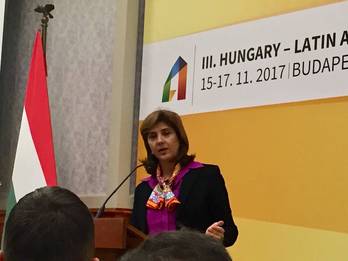 eulacfoundation's tweet photo. Fuerte potencial sinergia entre @A_delPacifico y  #Visegrad-4 Canciller #Holguin de #Colombia en #Budapest #LAFIII https://t.co/1lEMxsiGNd