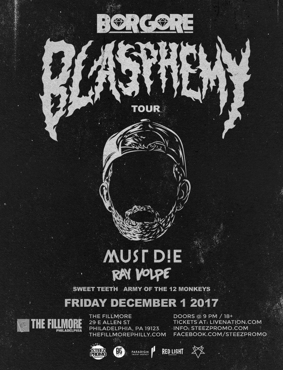 sweetteethmusic's tweet photo. Super stoked to announce that I will be joining @Borgore on his Blasphemy Tour with @MUSTDIEmusic &amp; @rayvolpe at The @FillmorePhilly on Friday Dec. 1st! 💎

Big ups to @SteezPromo for the booking!

DM me for tickets! https://t.co/QUiOAVopcS