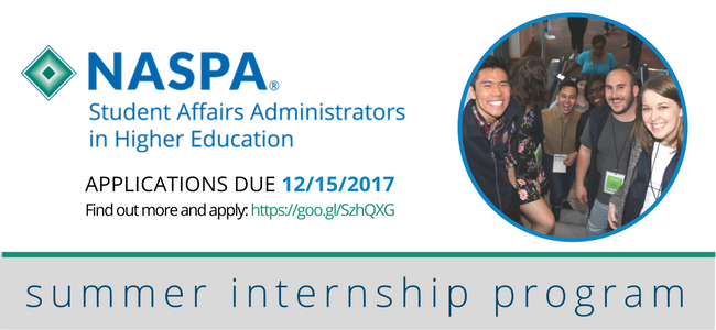 NASPA_CCD's tweet photo. Looking for a summer internship in higher ed?  @NASPAtweets  is hiring a summer intern - app due 12/15 #commcollege https://t.co/PxTLTyaoVY https://t.co/1bLlHzn15M