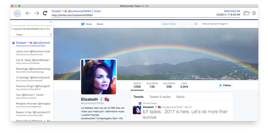 webrecorder_io's tweet image. Concerned about Flash going away? Use any Flash web archives on the desktop with new Webrecorder Player App 1.1.0 Beta, now for download at: github.com/webrecorder/we… …

Features: New UI, Bookmark Sidebar, and improved fidelity (full HTTP/S proxy mode browser), Flash #DTMH2017