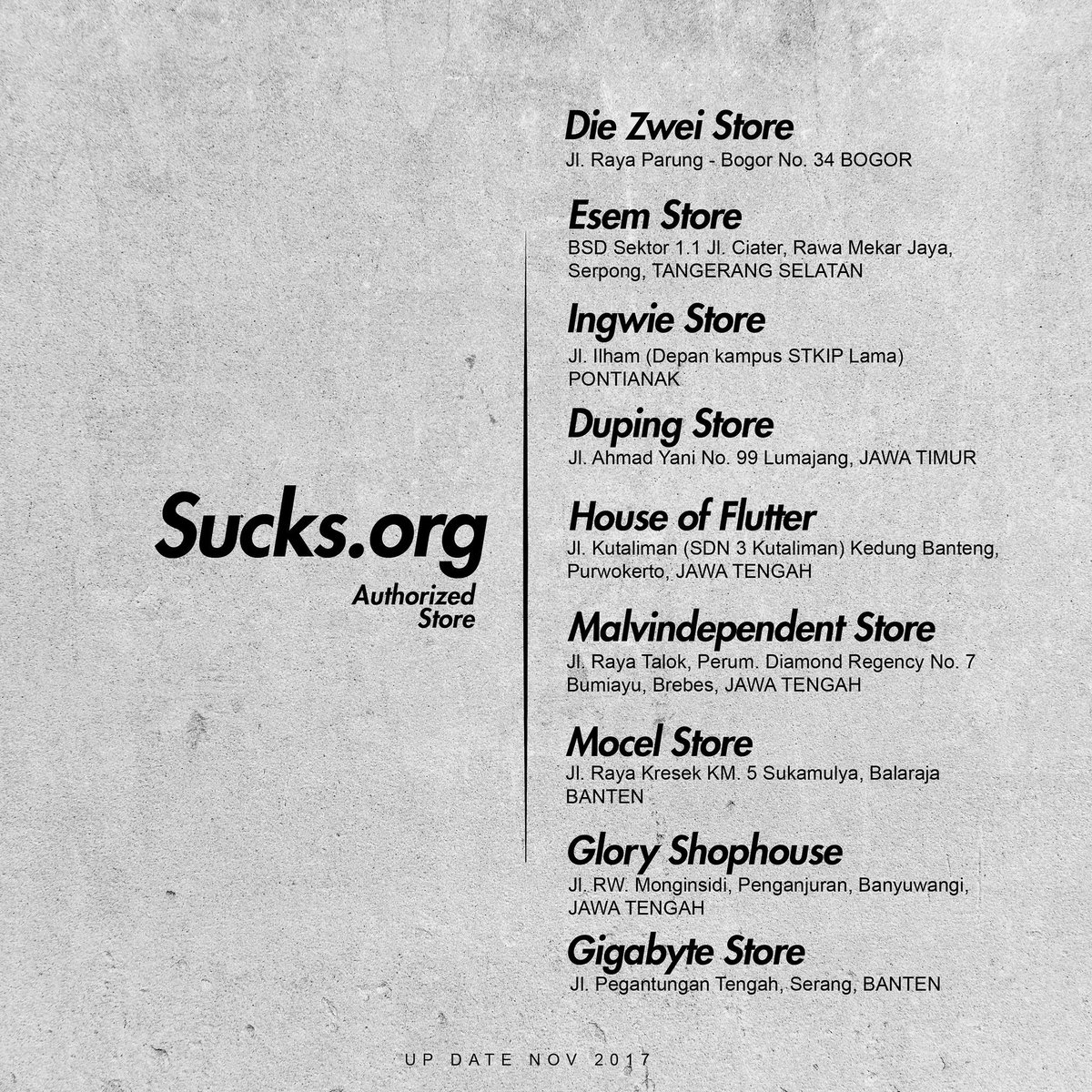 Hay brads!! Untuk kalian juga bisa sikat produk terbaru di 9 Authorized Store kami, dan untuk kalian yang ingin menjadi Resaller SUCKS bisa contac kami di 085695444682 *tooss