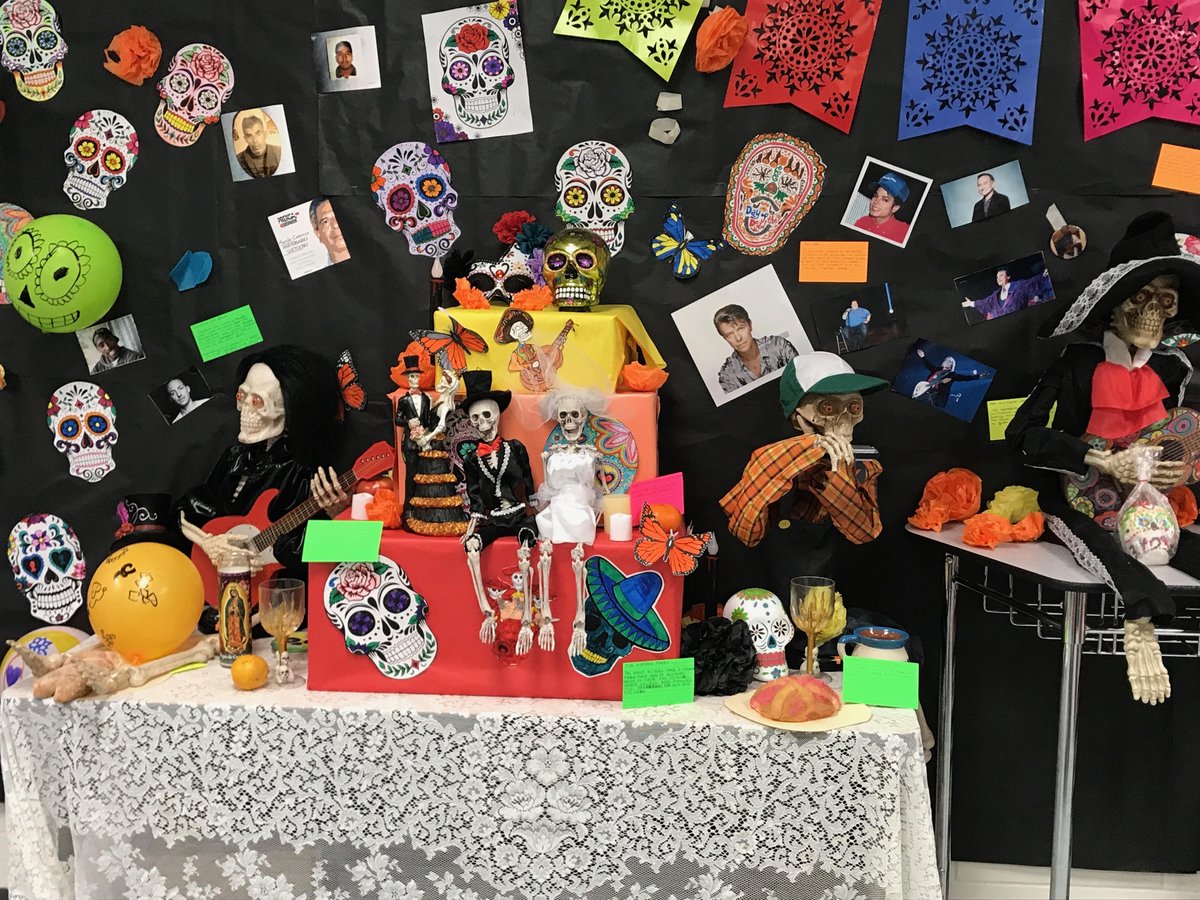 A look back at the ofrenda (altar) that Ms. Bermudez's 8th grade Spanish for Spanish speakers class created in order to help others learn about the Day of the Dead.  #21learns #holmes21 #DayoftheDead