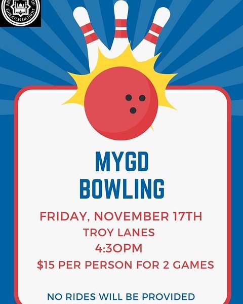 MYGD's tweet image. Join us this Friday for bowling.  Hope to see you there IA!
