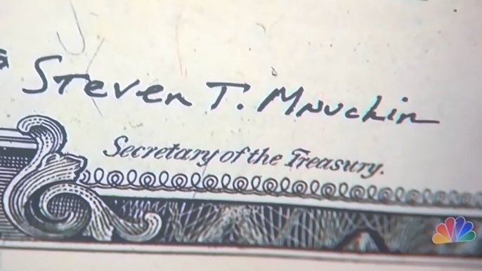 nycsouthpaw's tweet photo. Mnuchin’s Zero Fucks Bucks https://t.co/BahwuAlM99