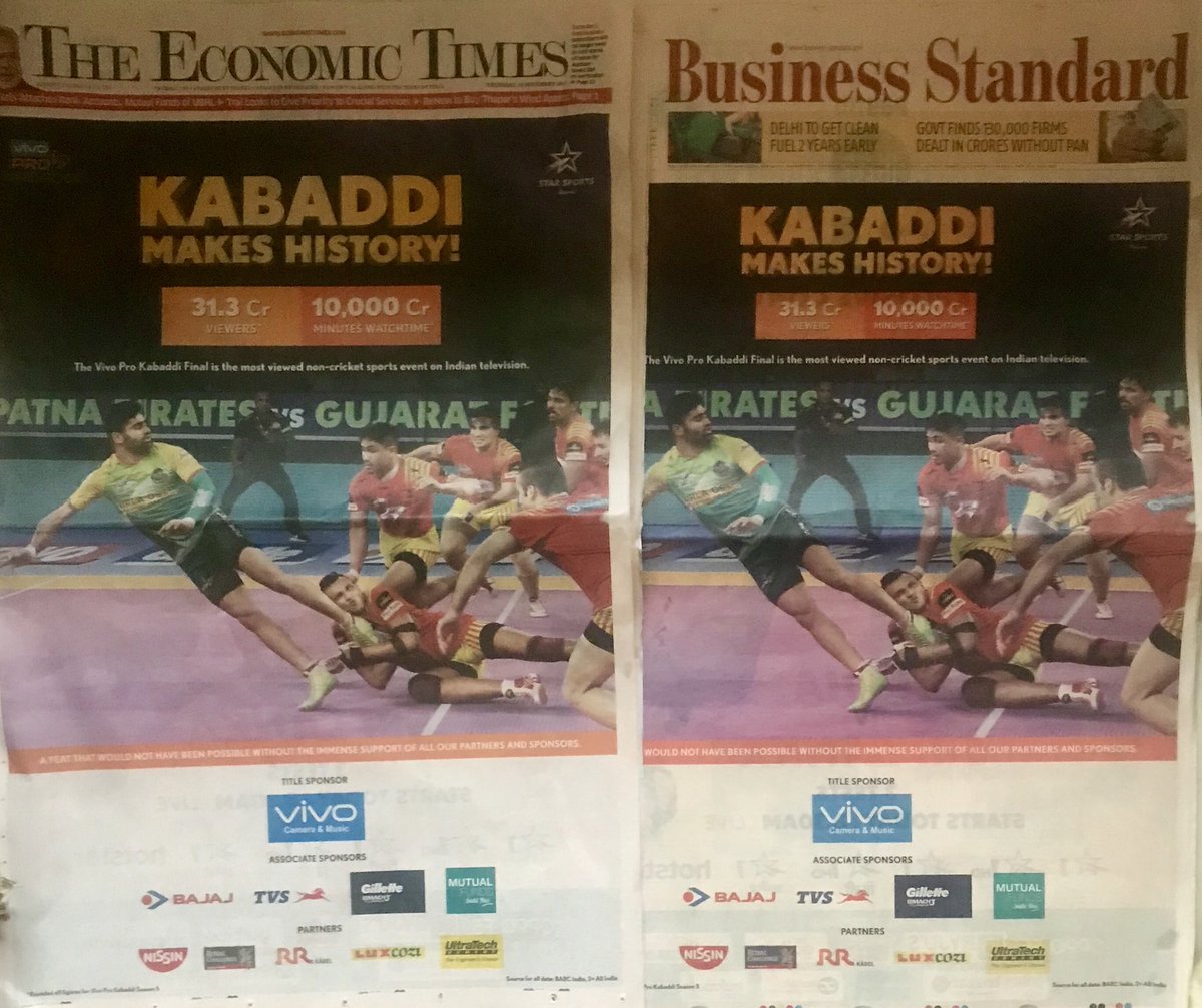anandmahindra's tweet photo. #VivoProKabaddi Season 5 final was the highest viewed non-cricket event in India! https://t.co/tttwdYiFkl I shake my head in disbelief when I think of how it started just as a desire to do take a crazy bet on doing something different, ‘hatke’, which would revive an ancient sport https://t.co/h1dn3KZ3Ym