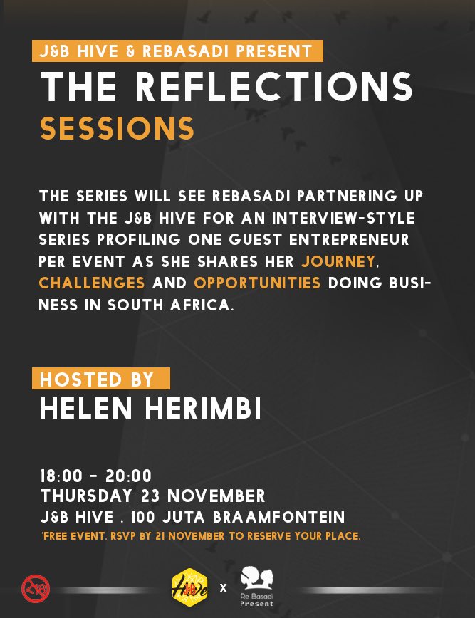 rebasadicreates's tweet photo. Happy and proud to announce we’ve partnered with @hivejoburg  to bring you #ReflectionSessions that will bring women in different industries together for conversations and networking. #ReBasadi

Register here: https://t.co/eAzh2mNYOi https://t.co/RrCRwCa0pE