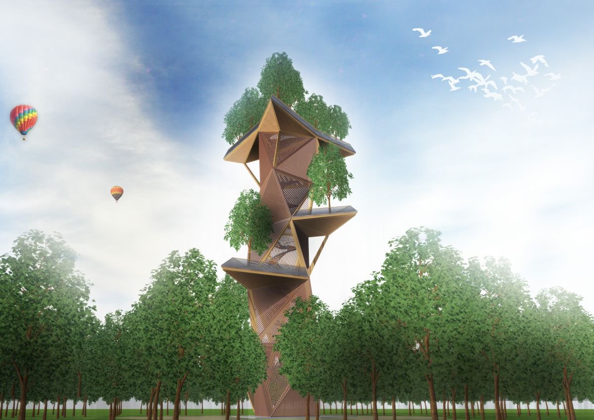 Accoya's tweet image. @Arc2architecten ontwierp een #TreeTower als voorstel voor de @FloriadeAlmere 2022 Het plan is om voor de draagconstructie gelamineerd #Accoya te gebruiken. 

houtblad.nl/Nieuws/Uitkijk…