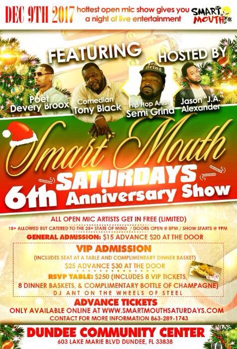 smartmouth_JA's tweet photo. @Semigrind @thewordproblem @tonyblack71 #smartmouthsaturdays #6thyear #Anniversary #AnniversaryShow   #december9th https://t.co/lXmO7jm301