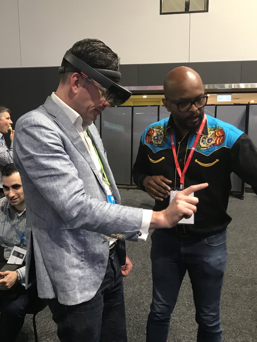 _Ralleo's tweet photo. Just finished at #MSFTSummit and highlights included the potential of using chat bots, mixed reality and AI in the field of #changemanagement  A big thanks to Lawrence @Microsoft for showing us the HoloLens and the latest in mixed reality. Very cool! https://t.co/3MPSfZNTHF