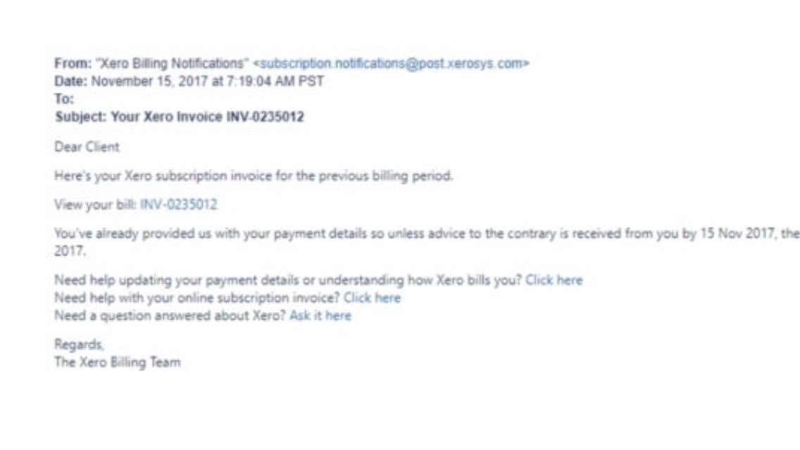 CyberAuditTeam's tweet image. Another #phishing attack from a fake Xero invoice. Never open links or docs before checking sender! xero.com/blog/security-…