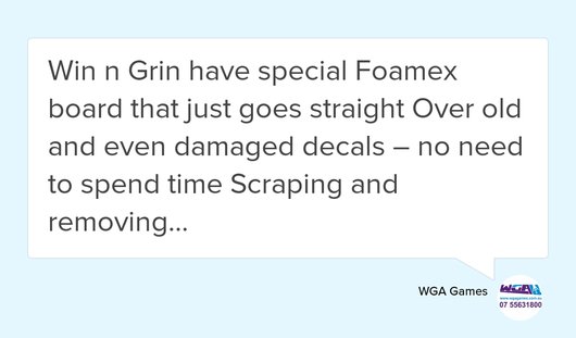 WinandGrinGC's tweet photo. "Win n Grin have special Foamex board that just goes straight Over old and even damaged decals" #Vending #decals https://t.co/XKEETECwlB https://t.co/8VZ94i9yp3