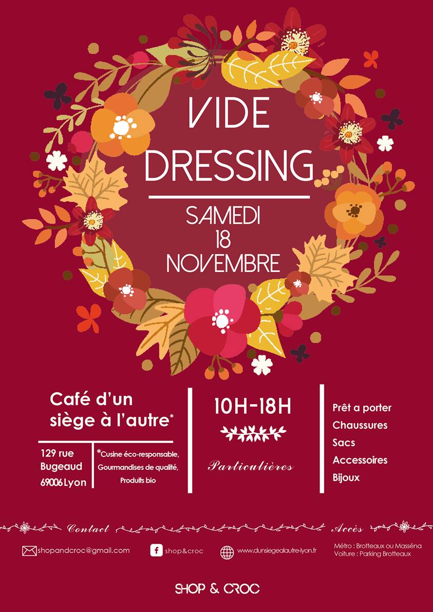 Nouvel événement #videdressing !
📅 samedi 18
⏰ 10h00 à 18h00 
👜 bonnes affaires + délicieuses pâtisseries 😍
📍 Infos et renseignements sur l'événement 👉 goo.gl/EvNrUf
#lyon6 #lyon #mode