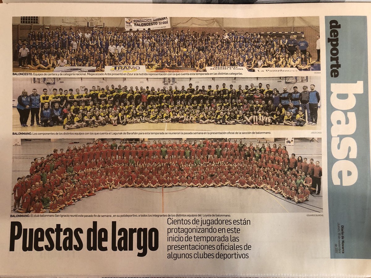 balonmanloyola's tweet photo. Hoy en @DiariodeNavarra la gran familia de @balonmanloyola Mucho trabajo e ilusión concentrada en una foto. No podríamos hacerlo sin #Kia #MasqMenos #Galarfoods #ProyectosNavarraIngenieria #MasajesEquilibrio #Urgon #IniciaTecnica #ClenCollege #BacalaoSamper #Balaki GRACIAS https://t.co/L3JKDoCxBM