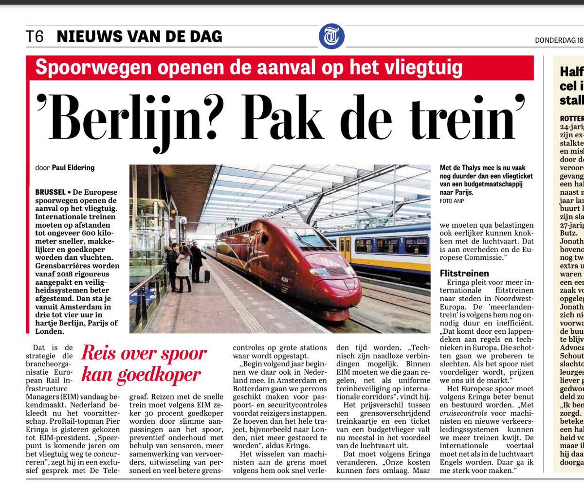 Jaap_Mooblekie's tweet photo. Naar Londen, Parijs of Berlijn!? Pak de trein! 🚂🚅🚄@ProRail CEO Pier Eringa en nieuwe voorzitter EIM ‘internationale spoor moet sneller, duurzamer en goedkoper’ #ns_int https://t.co/LZ1GVra4pR https://t.co/5BRxwXNe3c