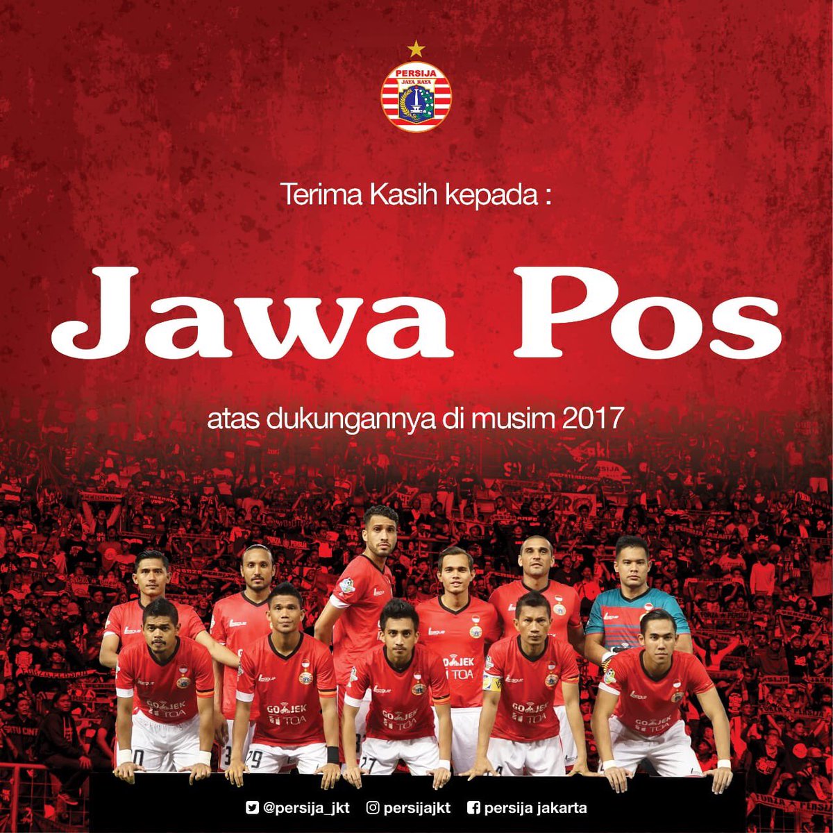 Persija_Jkt's tweet image. #Persija mengucapkan rasa terima kasih kepada @jawapos yang telah mendukung perjalanan Macan Kemayoran di musim 2017 😊

#PersijaJakarta #PersijaSelamanya