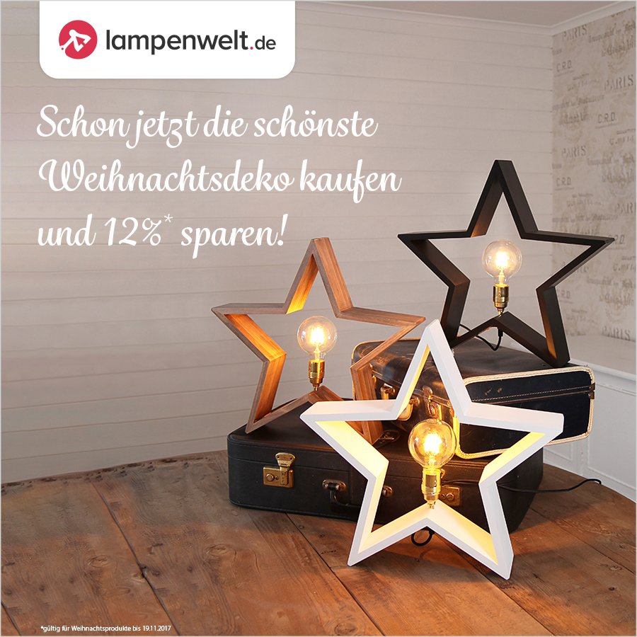 Du hast ein bisschen bei uns im Shop gestöbert und tolle Weihnachtsartikel entdeckt, die du unbedingt haben möchtest? Dann sichere dir bis zum 19.11.17 mit unserem Gutschein 12 % #Rabatt auf deine Weihnachtsbeleuchtung. Zum #Gutschein samt Konditionen: lampenwelt.de/info/gutschein…