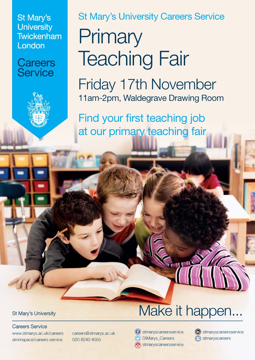 StMarys_Careers's tweet photo. 1 day to go until the Primary Teaching Fair. Waldegrave Drawing Room, 11am-2pm. #GradFit https://t.co/asCsfgoz67