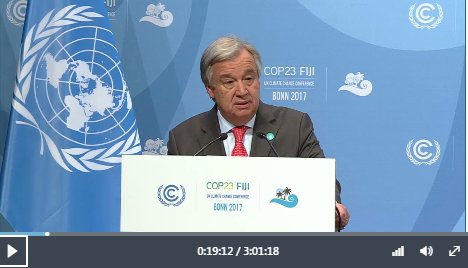 Peters_Glen's tweet photo. "The window of opportunity to meet the 2°C target may close in 20 years or less, &amp; we may only have 5 years to bend the emissions curve towards 1.5°C". Nuanced words on carbon budgets by @antonioguterres (2:31) 
https://t.co/pwPQs1KKr1 https://t.co/jRvQFbGn7Q