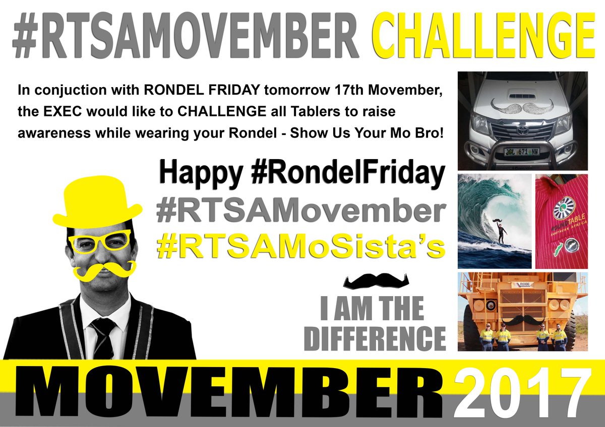 RoundTableSA's tweet photo. #RTSAMovember &amp; #RondelFriday are joining forces tomorrow 17th Nov! Show You Mo Bro! Get creative and join forces! #ShowUsYourMoBroOnRondelFriday https://t.co/wx2c1FfqIf
