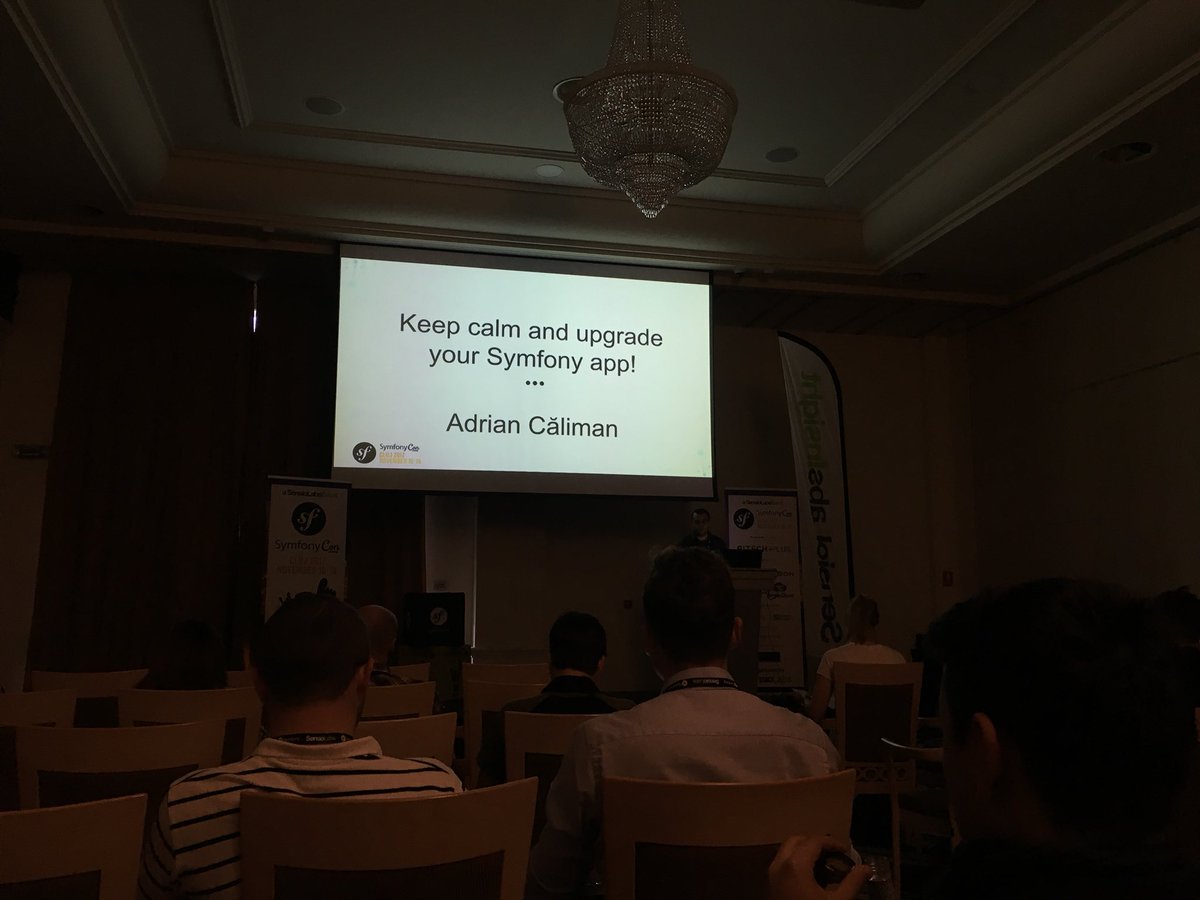 lenardpalko's tweet photo. Let’s see how easy is to upgrade and also keep calm. #SymfonyCon #pitechplus https://t.co/e4GfS8wKOb