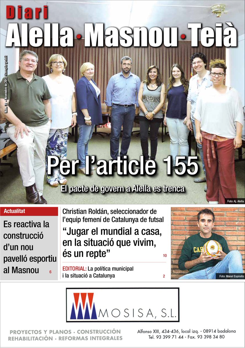 🗞️ Ja pots consultar el <a href="/DiaridAlella/">Alella·Masnou·Teià</a> d'aquest mes de novembre bit.ly/2iXRVLM #Alella #Masnou #Teià