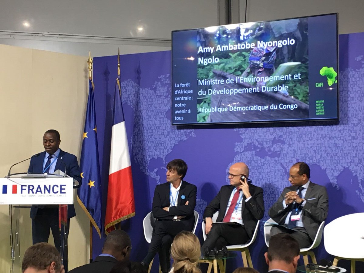 No lifting of the #DRCongo moratorium until all conditions of the Presidential Decree of 2005 are met and aligned with Letter of Intent with #CAFI" says <a href="/MinEnvRDC/">MinEnvironnement-RDC</a> #CAFI #COP23 event
