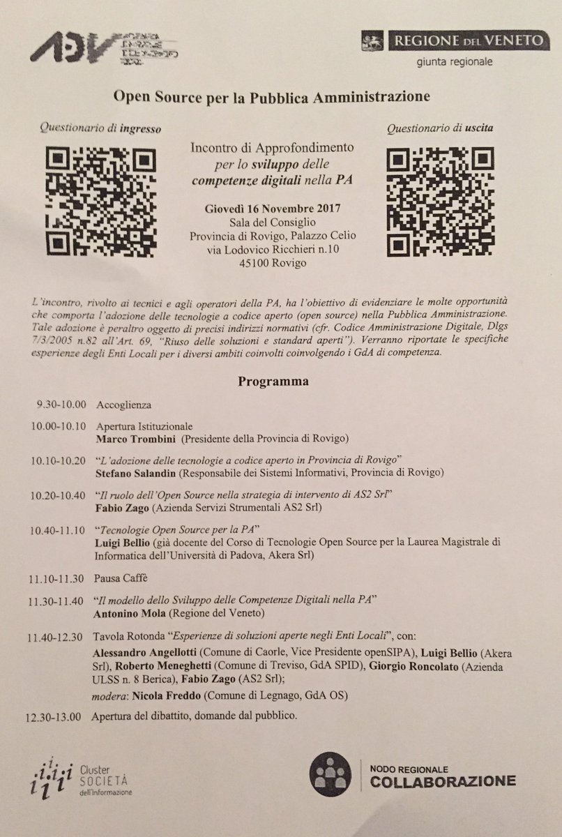 nifreddo's tweet image. #opensource nella PA #clusterinnovazione #IdAOS #GdAOS oggi a Rovigo #AdVeneto