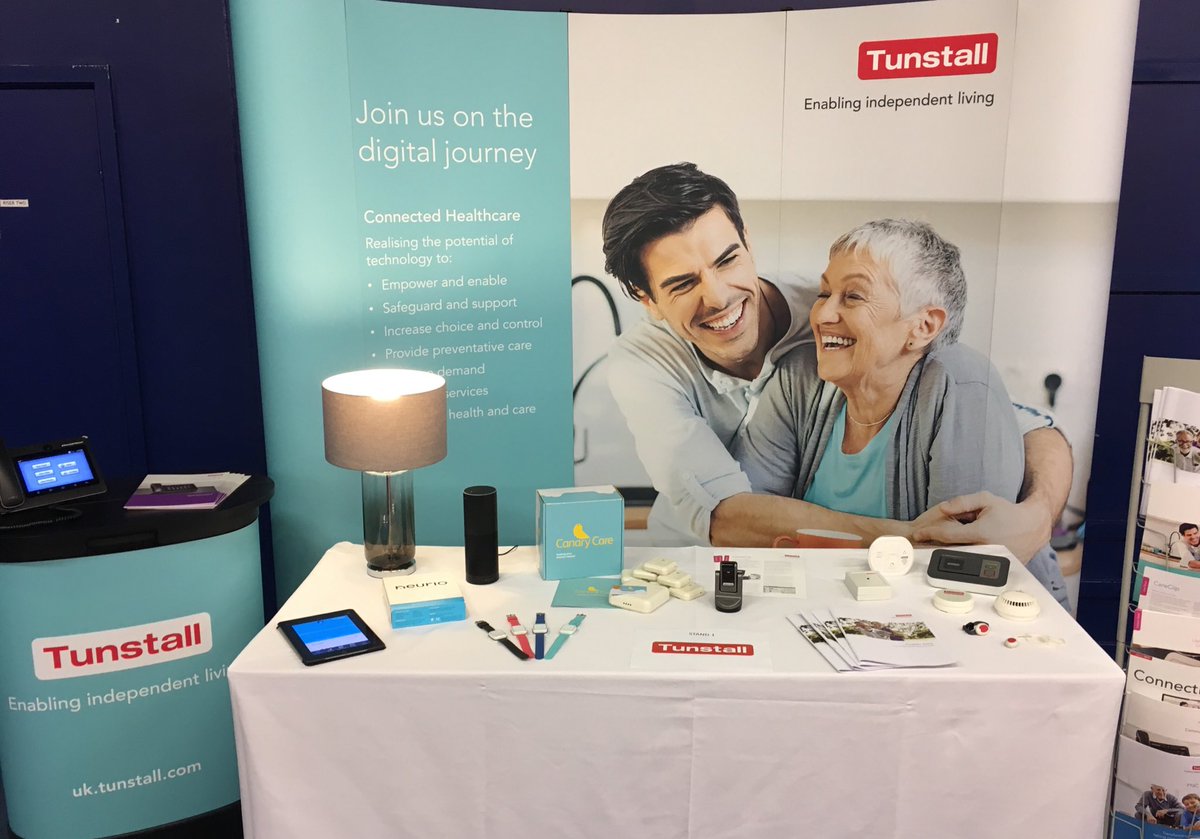 Tunstall_MarkO's tweet photo. All set for the @CIHNE #CIHNECONF ! @TunstallHealth #digitaljourney #TECS @canary_care #Alexa #Neurio #careclip https://t.co/a3mQmSoPVb