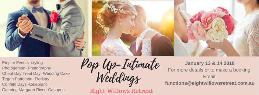 eightwillows's tweet photo. Our intimate wedding packages are out! RT or share with your friends who are looking for a smaller ‘pop up’ style wedding! #MargaretRiver🎩 👰🏻 https://t.co/n7wmN00mlq
