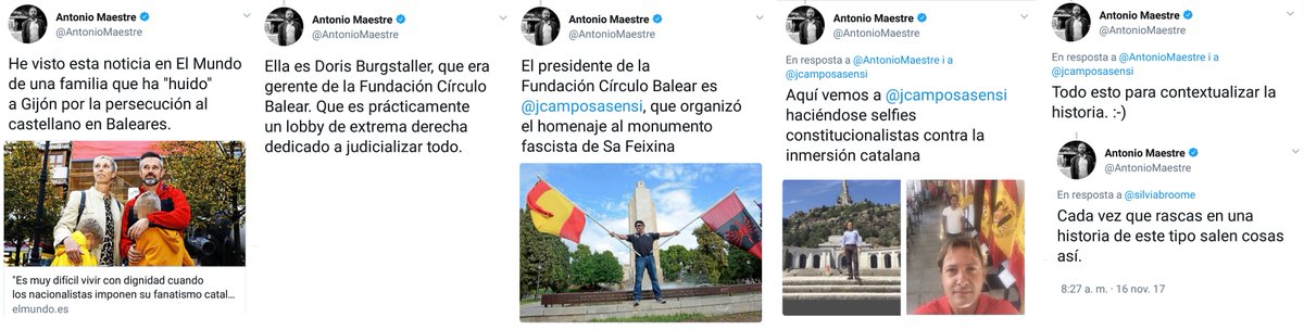 Candeliano's tweet photo. Comentario de @AntonioMaestre sobre la intoxicación catalanófoba publicada anteayer en la portada de @elmundoes, con el titular de "Exiliados lingüísticos". No hay más preguntas, señoría. https://t.co/LC4qSITSzG
