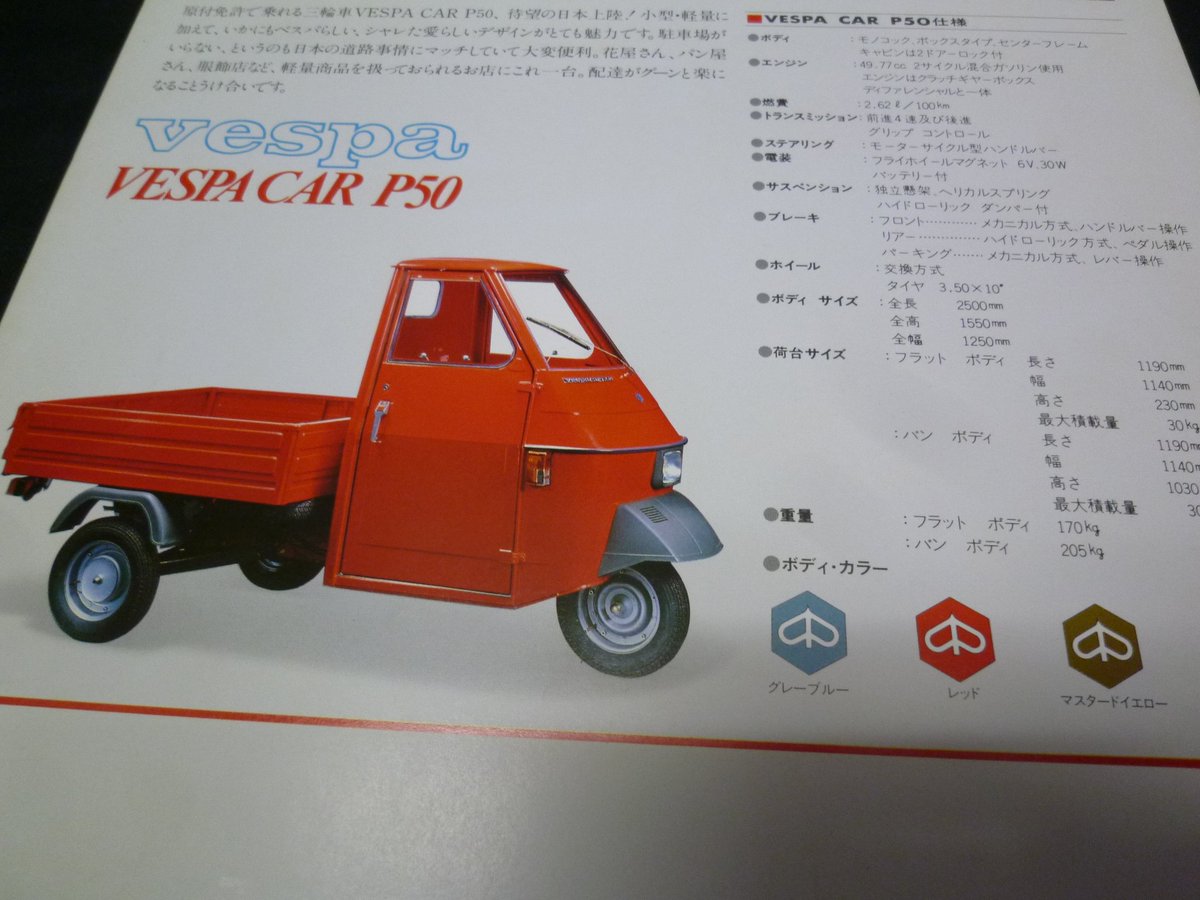 1980年㈱成川商会 発行 「ベスパ ベスパカーP50 / 現行Piaggio Ape専用