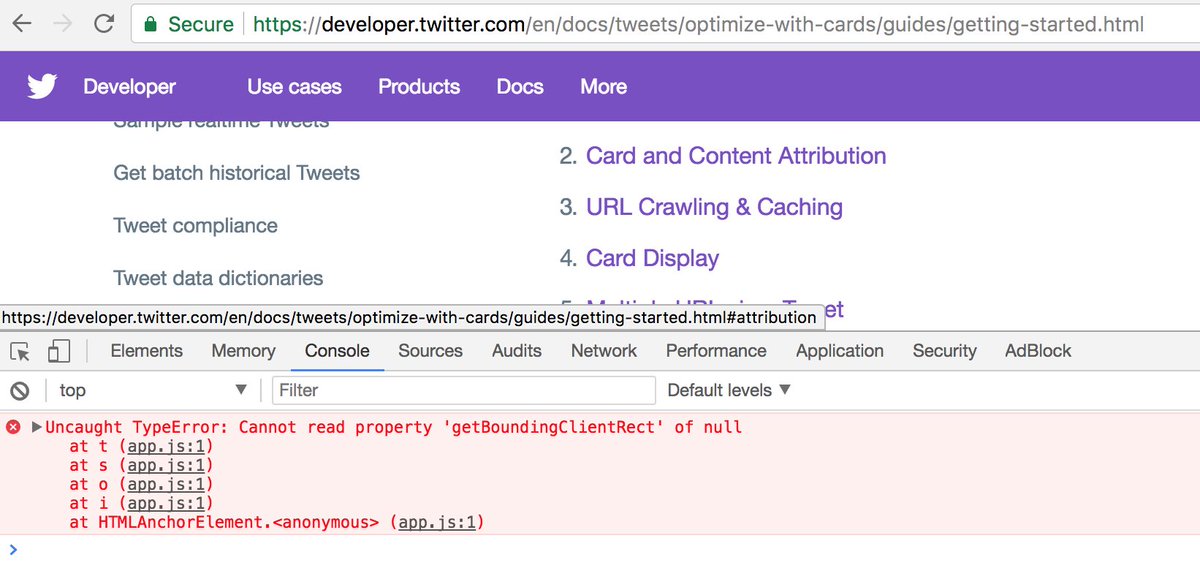 BookOfGreg's tweet photo. @TwitterDev Can't click any link in your docs: https://t.co/VS39jhsfd4