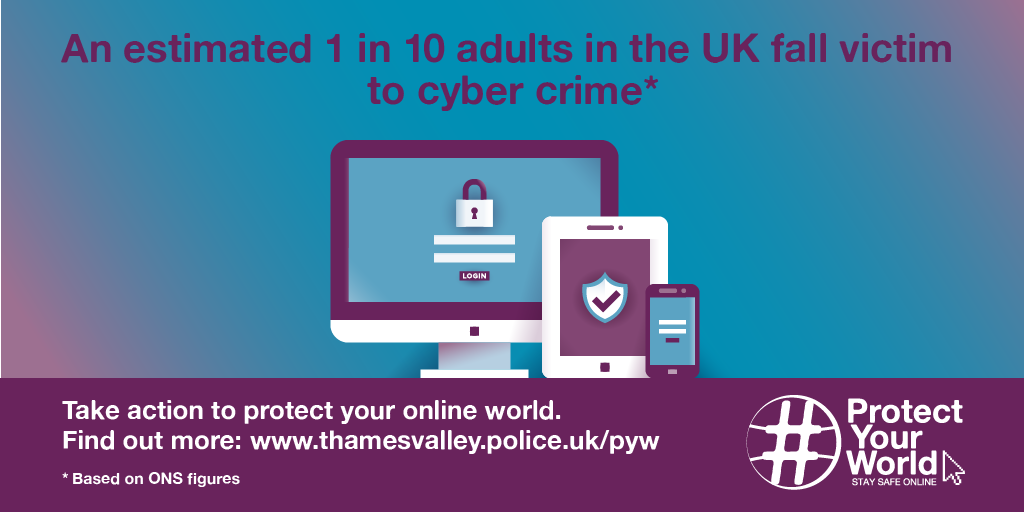 TV_PCC's tweet photo. Everyone faces cyber crime/cyber-enabled crime as part of their everyday life. @ThamesVP 'Protect Your World' gives advice on how you can protect your online world. https://t.co/fO0w0T71eF https://t.co/YBAhzx1Qke