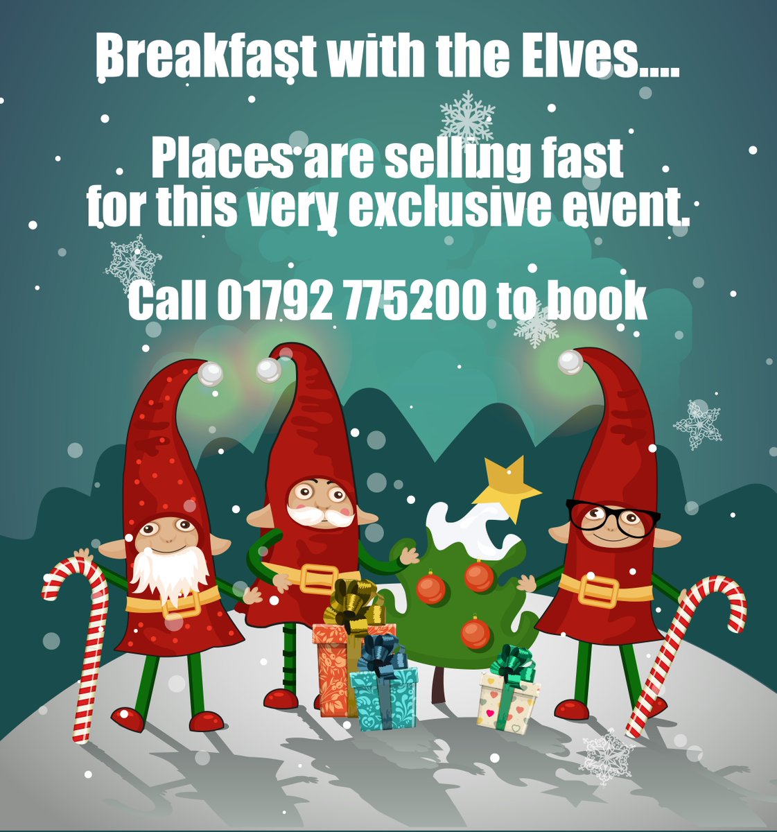 Places are selling fast for 'Breakfast with the Elves', so call us now to book, before we sell out.

Includes continental breakfast, fun with the elves, private play session before we are open to the public, letter from Santa and selection box  for each child.