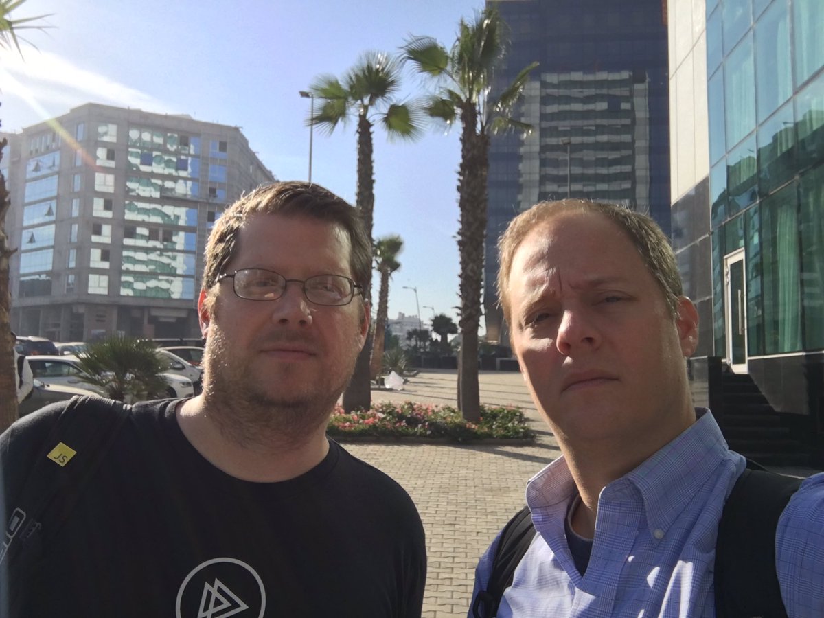 jeffreystrauss's tweet photo. It is Day 13. The end draws nigh. This time tomorrow, we will be almost back to Paris on the first of three flights home. Today I give my #jsFutures talk at @DevoxxMA. Then we start packing...
#JeffAndJonsExcellentAdventure https://t.co/lIq1TDchVt