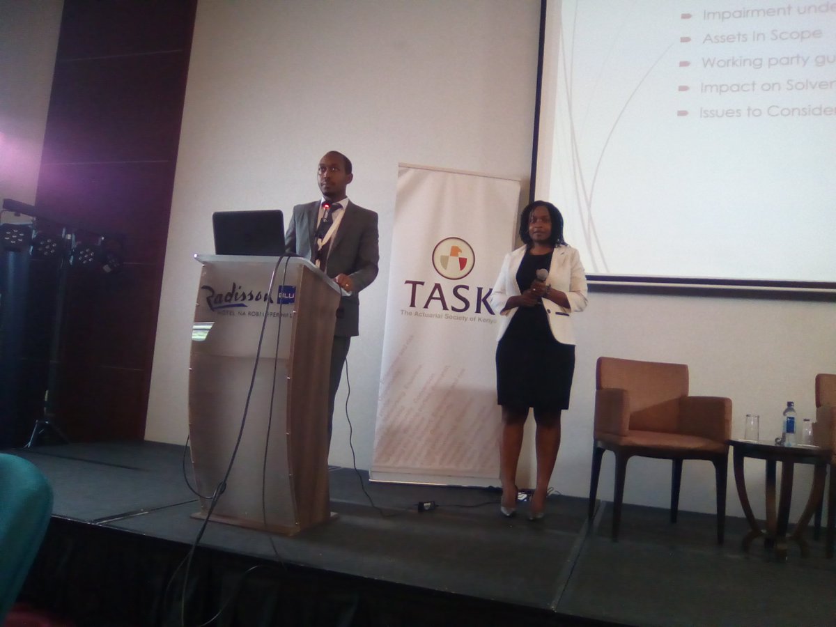actuarieskenya's tweet photo. ONGOING: "IFRS 9 – Guidance for Insurance Companies on How to Approach the New Impairment Requirements" by Jay Kosgei, Actuarial Manager, Britam Insurance and Florence Ayall, Manager, Actuarial Services at PwC
#TASKconvention2017 
@njiru_john https://t.co/GfWWI0tZhe