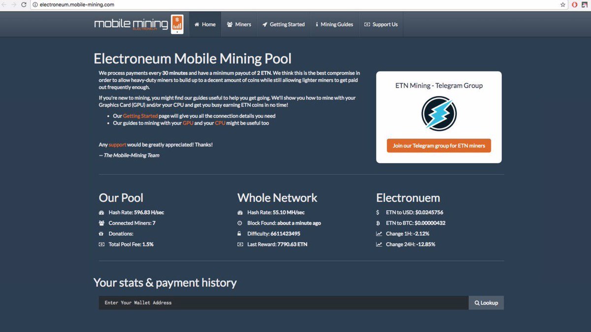 Want to get involved in a community made #Electroneum mining pool!? Check  out these guys! https://t.co/dM0ZC9Tu3W (These are independent pools so  please do your own research before joining)