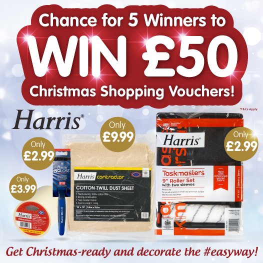 ❄ #COMPETITION TIME ❄

FLW, RT and COMMENT #Easyway for ONE of FIVE chances to #WIN a £50 B&amp;M shopping voucher courtesy of Harris brushes! 

Competition ends 8am 17.11.17