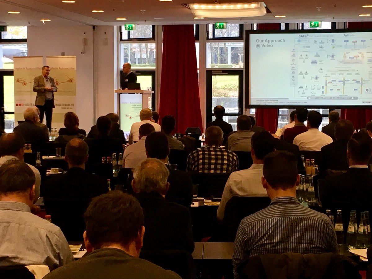 michael_p_stump's tweet image. Frederik and Jens sharing their #SAFe story @VolvoTrucks at Agile in Automotive #AgileAuto