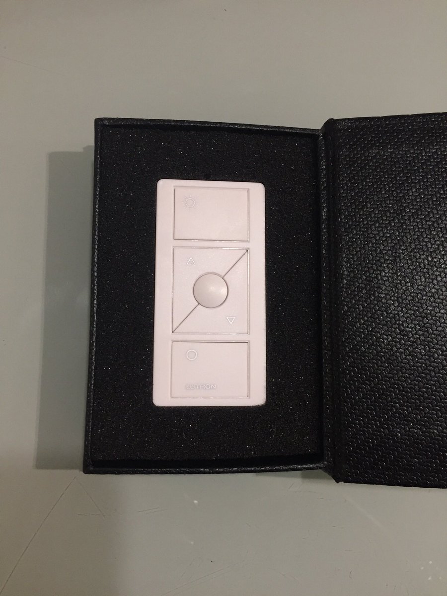 LightmasterLtd's tweet photo. The Technical, Sales and Design teams were all at @Lutron in London yesterday. How cool are these USB sticks hidden inside a Pico controller!? #LightmasterControl #LightmasterPartners https://t.co/7sDn9pKjkC