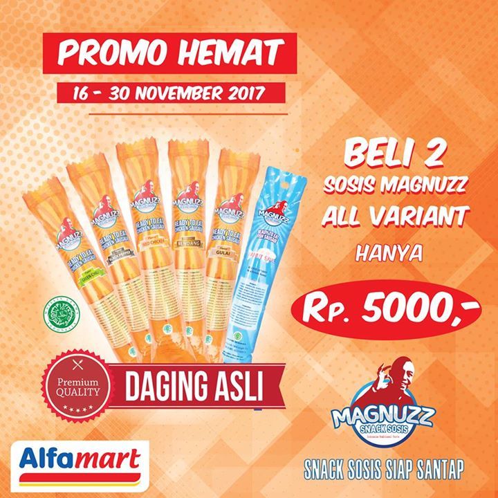 MagnuzzSnack's tweet photo. PROMO HEMAT Alfamart !!.
Beli 2 Sosis Magnuzz All Variant hanya Rp. 5000,-.
Jangan sampai terlewat, waktu terbatas hanya s/d 30 November 2017.

Yuk ngemil sehat dengan Sosis Magnuzz, Bro &amp; Sis.. https://t.co/TriTwcxvaL https://t.co/AaCEAbbpbi